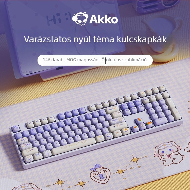 AKKO vezeték nélküli mechanikus billentyűzet nyuszi témával