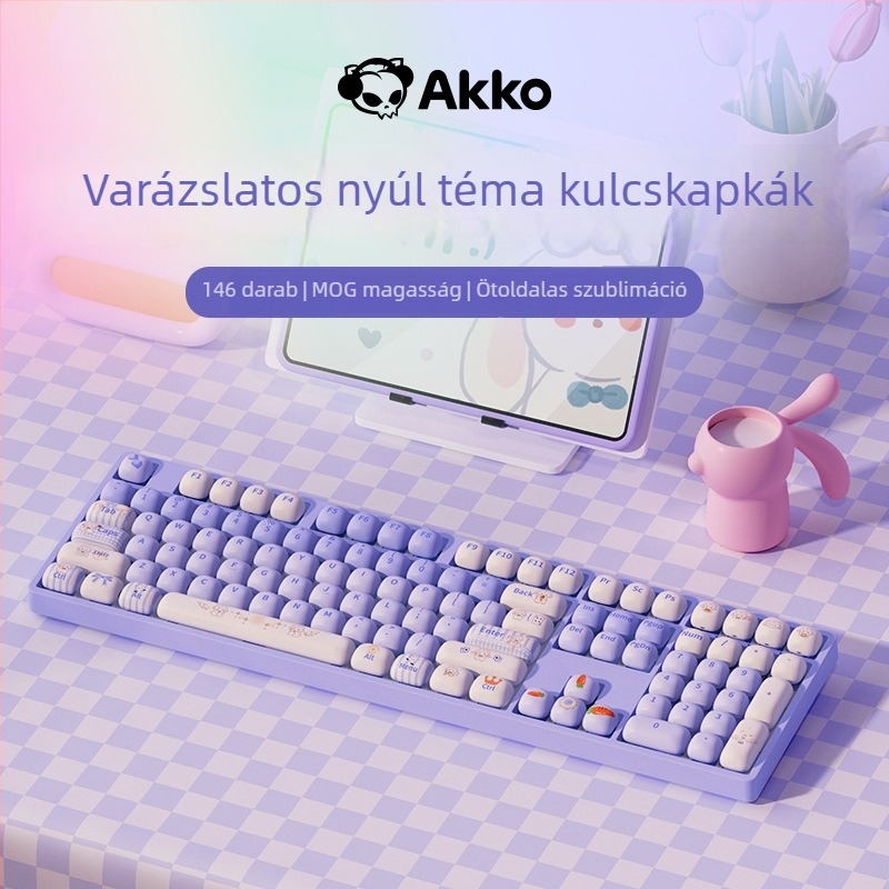 AKKO vezeték nélküli mechanikus billentyűzet nyuszi témával