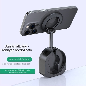 MagSafe utazási mágneses telefontartó, 720°-os forgatható, összecsukható, hordozható, rezgéscsillapító
