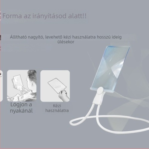 Nyakba akasztható nagyító rugalmas szilikoncsővel, HD Fresnel-optikával, nagyítás, ultra-tiszta optika