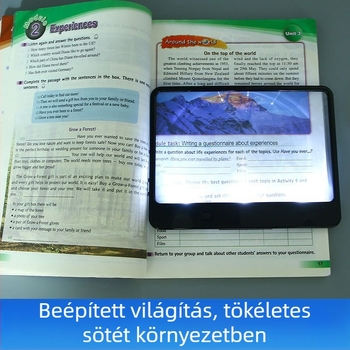 LED olvasó nagyító – teljes oldal megjelenítés, magas nagyítás, asztali vagy kézi használat, hordozható