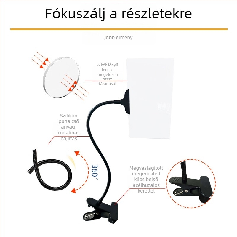 Telefonhoz clip-on nagyító, élő adás közvetítéséhez, 7–12 hüvelyk, HD, eredeti termék