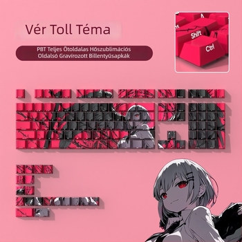 PBT dye-sublimációs fedő gombok mechanikus billentyűzethez, témás, oldalsó gravírozás, átlátszó, testre szabható, kreatív, anime stílus