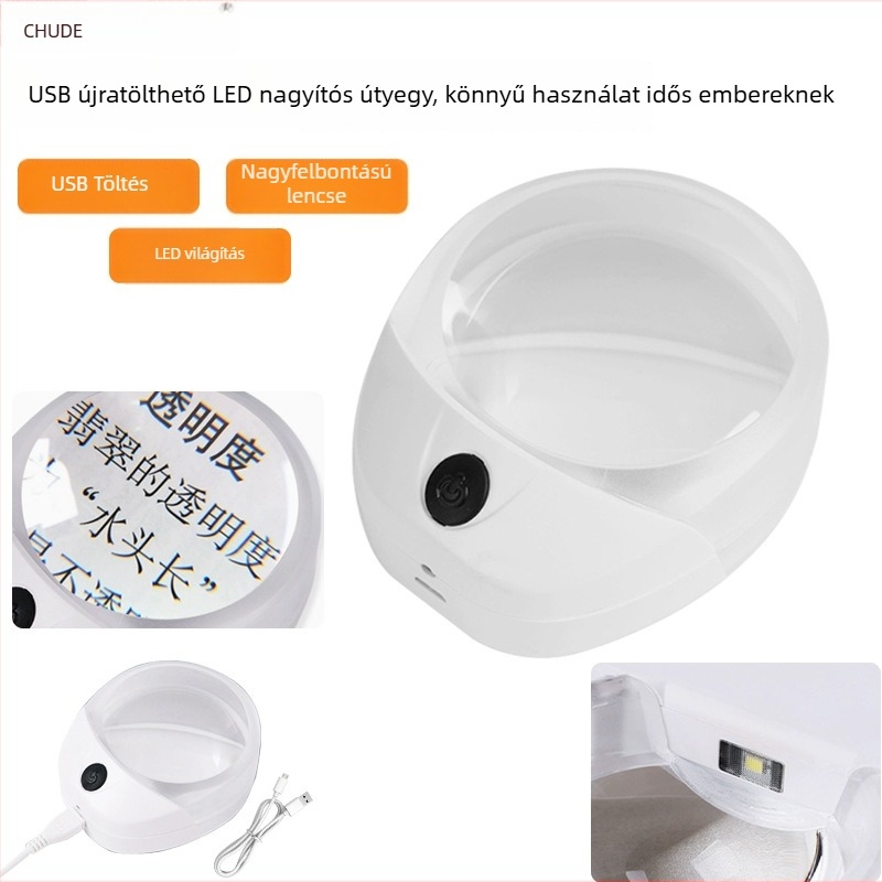 Chuda USB-töltésű nagyító LED-lámpával, HD felbontású, modell 6010C