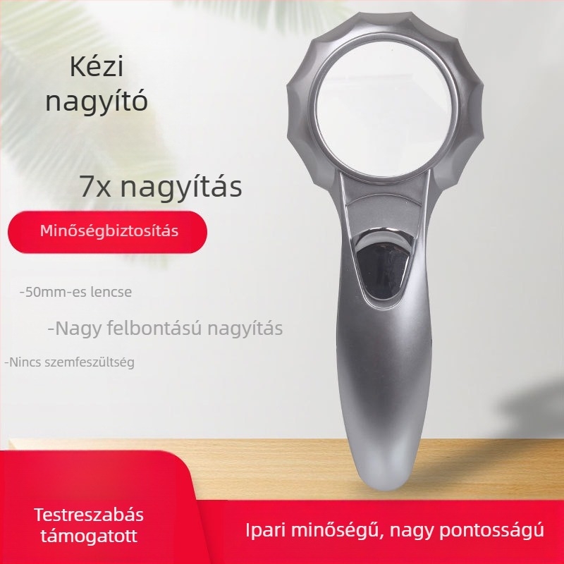 Kézi nagyító LED világítással, 7x nagyítás
