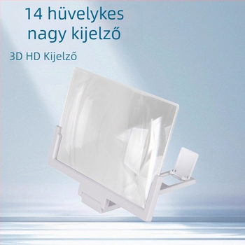 F3 Mobiltelefon-képernyő nagyító függőleges tartóval, 3–5× nagyítás, műanyag test, asztali használatra, szemvédelem és anti-reflektív