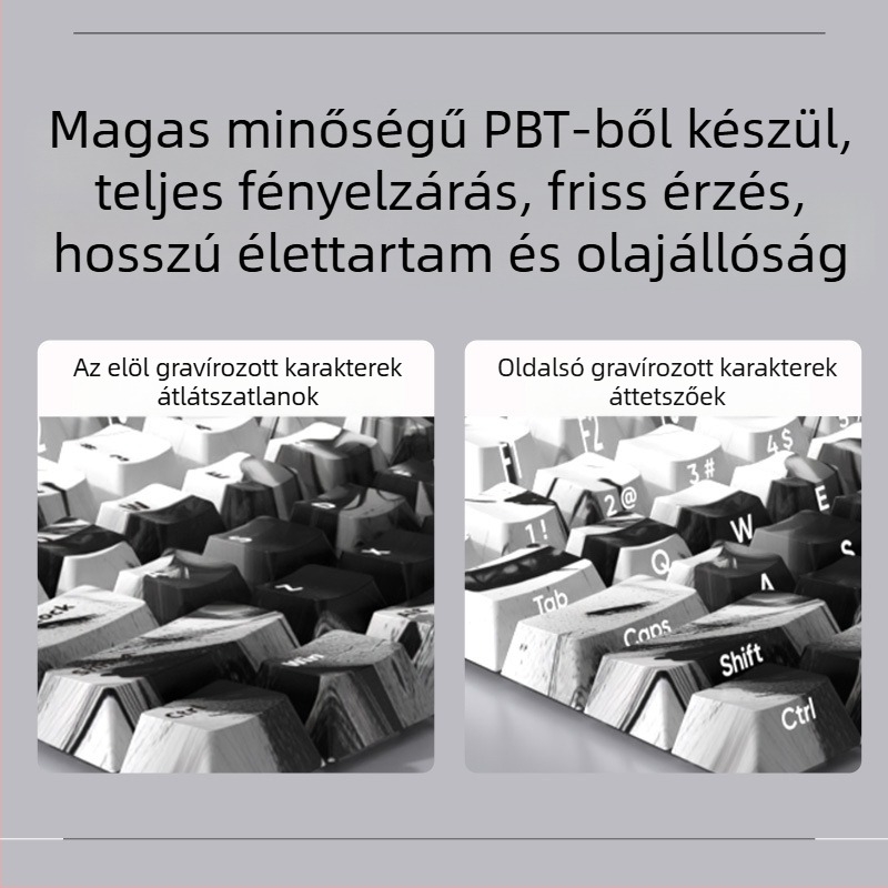 Mechanikus billentyűzet PBT billentyűsapkákkal, 127 billentyű, RGB háttérvilágítás, vízálló, testreszabható