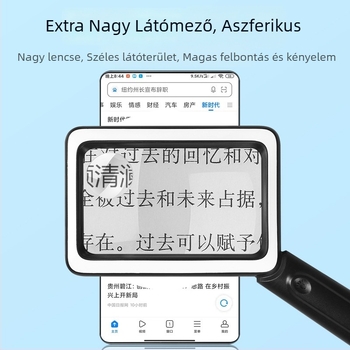 USB töltésű olvasó nagyító, 4x, kézben tartható, négyzet alakú, 20 LED világítás, modell 1311