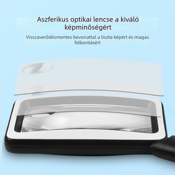 USB töltésű olvasó nagyító, 4x, kézben tartható, négyzet alakú, 20 LED világítás, modell 1311