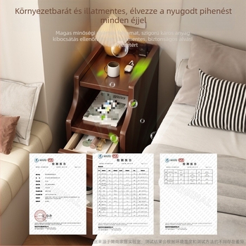 Tömörfa éjjeliszekrény, modern minimalista dizájn, rekesz tároló, lábak felszerelése szükséges