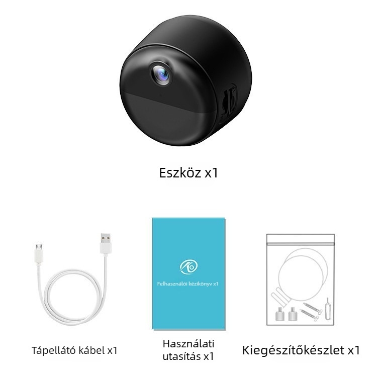 Camsoy WiFi megfigyelő kamera éjjellátóval, mozgásérzékeléssel, beltéri/kültéri/járműhasználat, DC 5V tápegység, ABS műanyag
