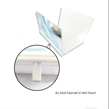 Telefonképernyő nagyító projektállvánnyal, 3D HD nagyító, ultra vékony, 1–2x nagyítás, 1–3 m nézési távolság