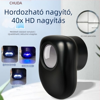 Chuda kézi nagyító LED-lámpával lila fényben, kis karakterek olvasásához és ősi jade azonosításához, modell 1266