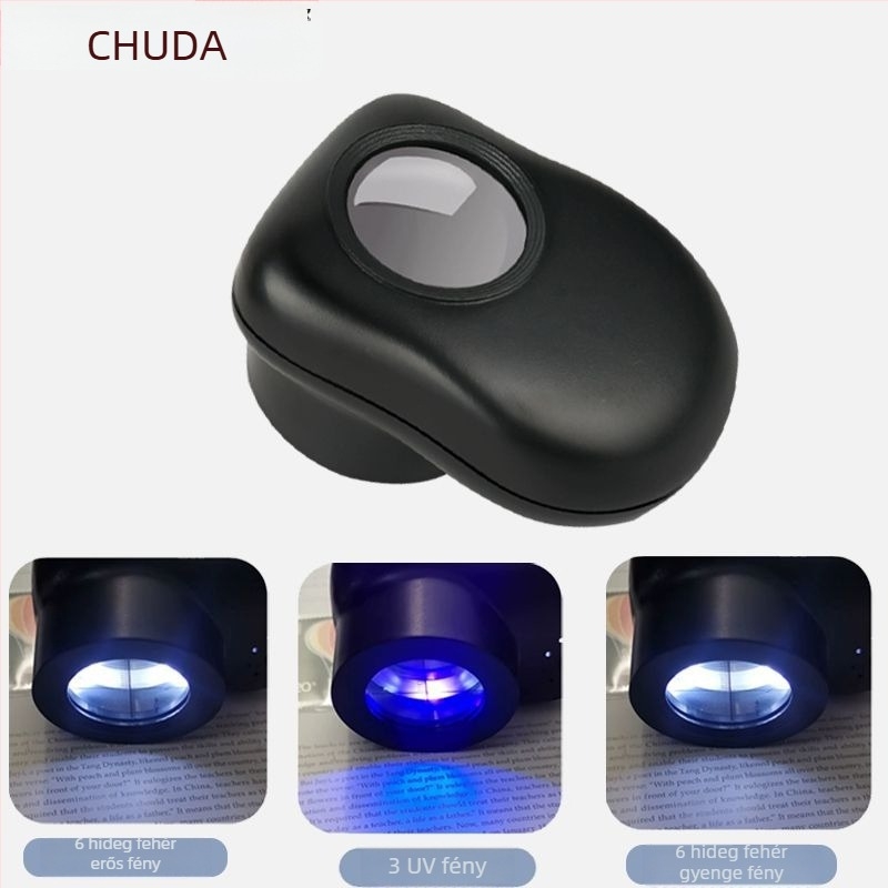 Chuda kézi nagyító LED-lámpával lila fényben, kis karakterek olvasásához és ősi jade azonosításához, modell 1266