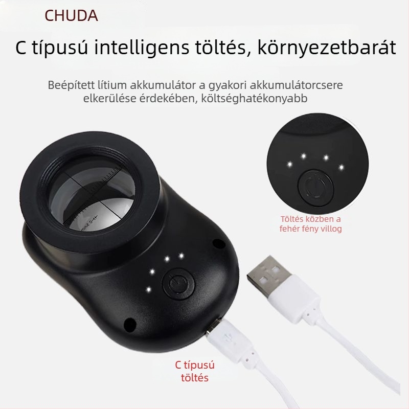 Chuda kézi nagyító LED-lámpával lila fényben, kis karakterek olvasásához és ősi jade azonosításához, modell 1266