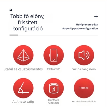 Felső nézethez állvány Bluetooth hangszóróval és telefontartóval – ABS műanyag