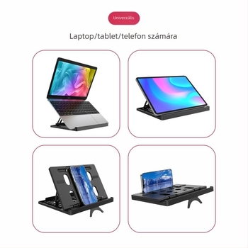 Neutral multifunkcionális állvány laptophoz és tablethez beépített képernyő-erősítővel, összecsukható kivitel, modell F88-99, anyag PP, kompatibilis számítógépekhez, tabletekhez és mobiltelefonokhoz.