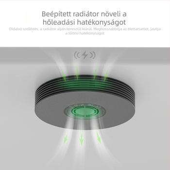 Vezeték nélküli töltő 10W hűtőventilátorral, QC3.0 gyors töltés, 12V bemenet, 2A kimenet