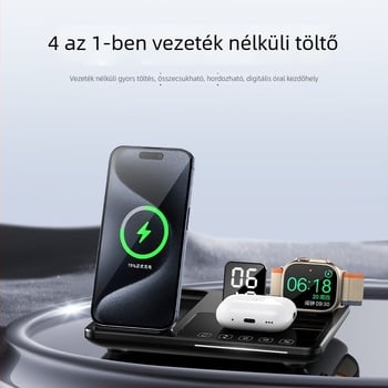 Összecsukható vezeték nélküli töltőállvány – teljesítmény 30W, 15W telefonhoz, mágneses töltés, digitális kijelző