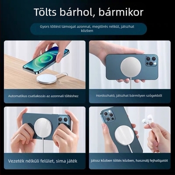 MagSafe mágneses vezeték nélküli töltő iPhone 12-höz pop-up kialakítással, 15W PD gyorstöltés