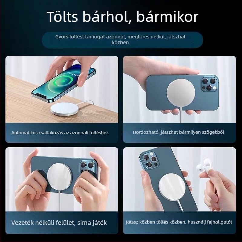 MagSafe mágneses vezeték nélküli töltő iPhone 12-höz pop-up kialakítással, 15W PD gyorstöltés