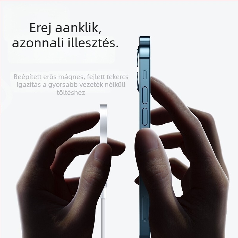 Apple Eszközökhöz Mágneses Vezeték nélküli Töltő – 15W PD Gyors Töltés, Mágneses Igazítás, 1.67A, Alumínium-ABS