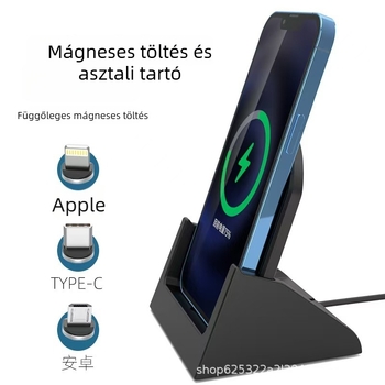 20W vezeték nélküli töltő vízszintes és függőleges kettős használattal, asztali állvánnyal, Apple és Huawei-kompatibilis, QC 3.0 gyorstöltés