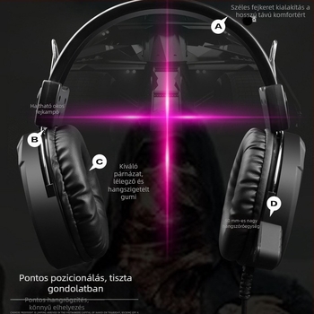 Urban Square A1 vezetékes over-ear gamer headset mikrofonnal, 3,5 mm jack, 2,2 m kábel, PC-kompatibilis