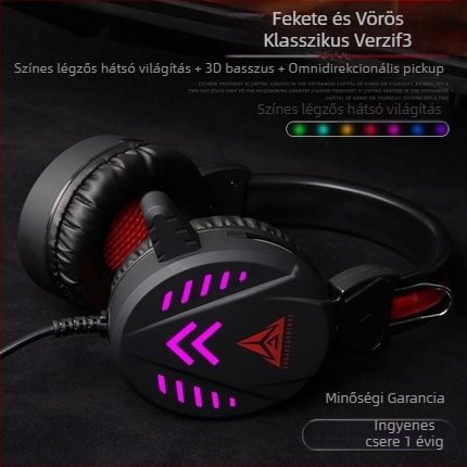 Urban Square A1 vezetékes over-ear gamer headset mikrofonnal, 3,5 mm jack, 2,2 m kábel, PC-kompatibilis