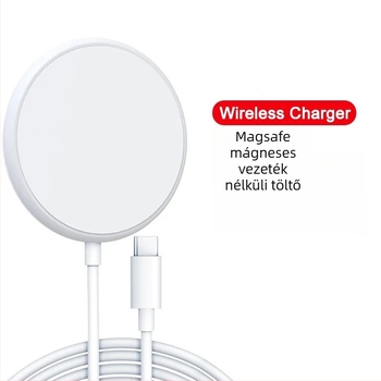 MagSafe mágneses töltő iPhone 12 és újabb modellekhez — PD gyors töltés, 15W, 2A