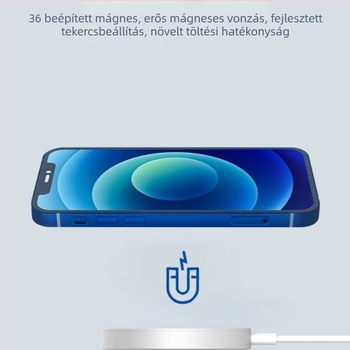 MagSafe mágneses töltő iPhone 12 és újabb modellekhez — PD gyors töltés, 15W, 2A