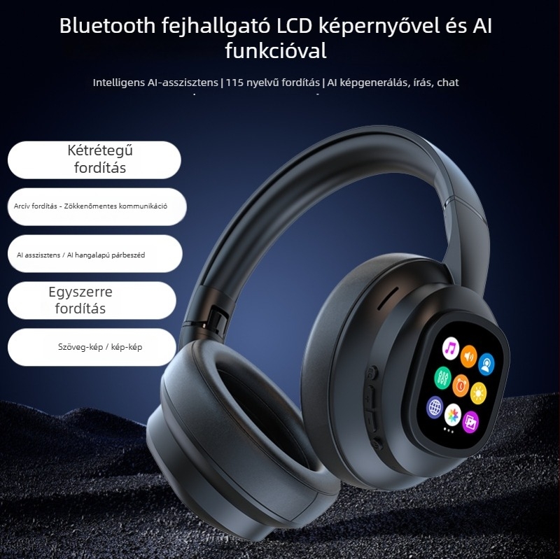 Vezeték nélküli nyakpántos fejhallgató kijelzővel és AI fordítással, X1 PRO, Bluetooth fejhallgató, 10 mm meghajtók
