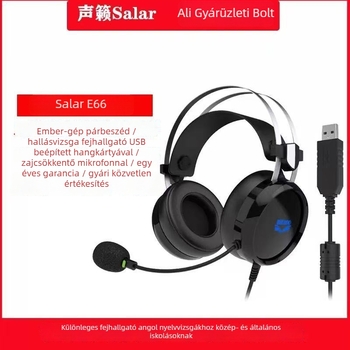 Zajcsökkentő USB-s vezetékes fejhallgató, 50 mm meghajtókkal, 20–20000 Hz, 32 Ω, 2,8 m kábel, mikrofonnal