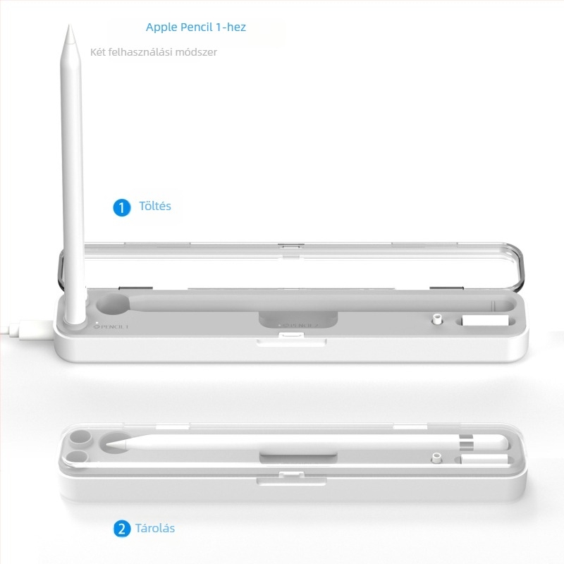 P1 2-in-1 vezeték nélküli töltő és tolltartó Apple Pencil Gen 1 és Gen 2-hoz — QC3.0, 5V bemenet, 1A kimenet, 3W teljesítmény, Modell P1