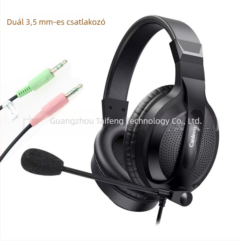 Jiahe CT761 USB-s fejhallgató PC-hez mikrofonnal, fejre rögzített, 2 m bőrkábel