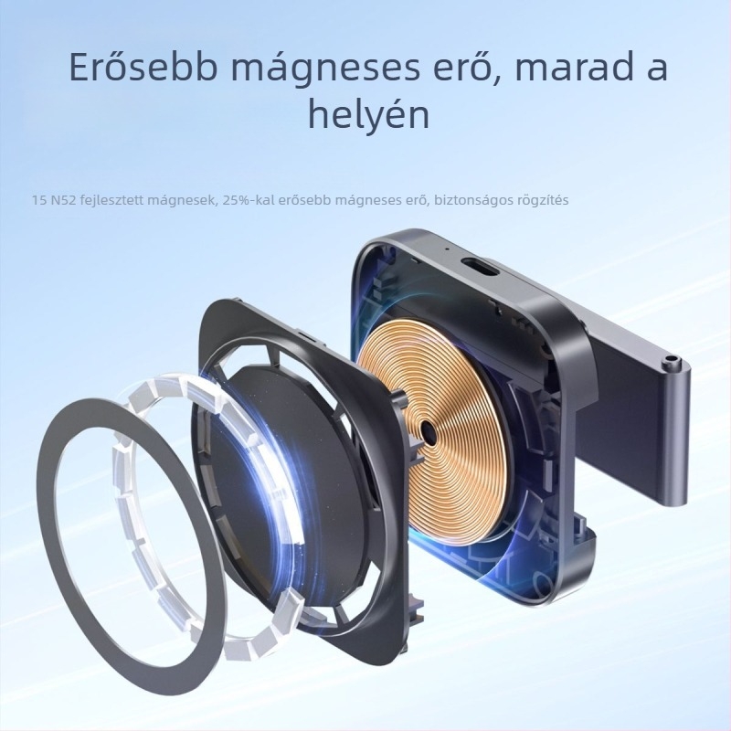 Mágneses vezeték nélküli töltőállvány, 2-in-1 töltés két eszköz számára egyszerre, max. 15W, kimenet 5V/9V/12V