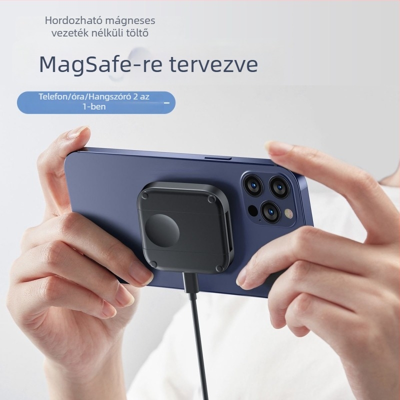 Mágneses vezeték nélküli töltőállvány, 2-in-1 töltés két eszköz számára egyszerre, max. 15W, kimenet 5V/9V/12V