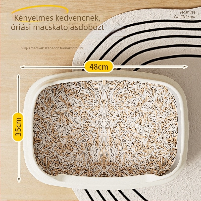Extra nagy méretű fél-nyitott, emelt macskaalom doboz, fröccsenés elleni