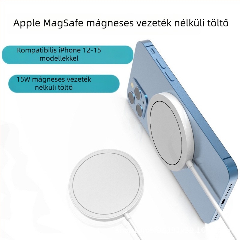 MagSafe vezeték nélküli töltő iPhone 12/13-hoz, mágneses töltés, 15W, 2A, QC3.0, testreszabható