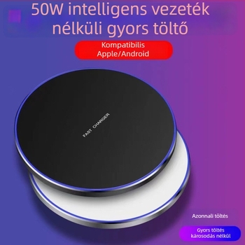 Vezeték nélküli töltő korong, alumíniumötvözet, 15W gyors töltés, QC 3.0, 1.66A kimenet, Kompatibilis Apple, Huawei, Samsung