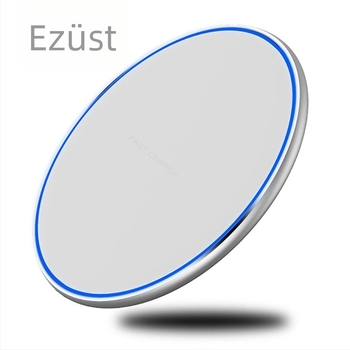 Vezeték nélküli töltő korong, alumíniumötvözet, 15W gyors töltés, QC 3.0, 1.66A kimenet, Kompatibilis Apple, Huawei, Samsung