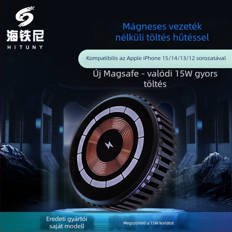 Mágneses Qi2 vezeték nélküli töltő iPhone 12–17-hez, 15W gyors töltés, QC3.0, Punk-stílus