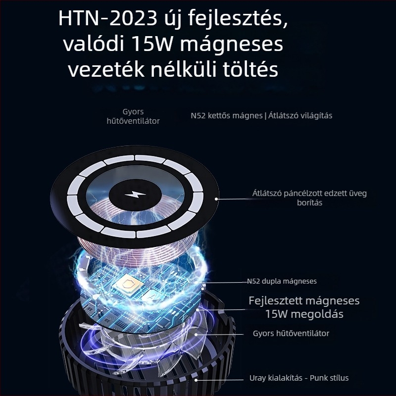Mágneses Qi2 vezeték nélküli töltő iPhone 12–17-hez, 15W gyors töltés, QC3.0, Punk-stílus
