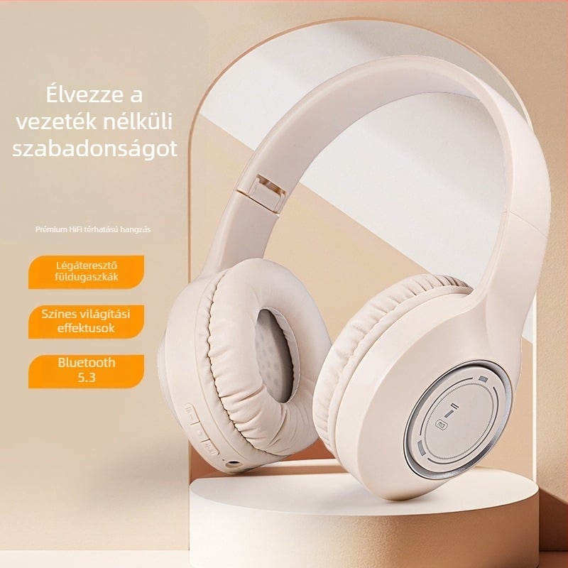 M3 Bluetooth játékfejhallgató pulzáló fényvilággal, vezetékes és vezeték nélküli, kétoldalas sztereó, Bluetooth 5.3, 10 m hatótávolság