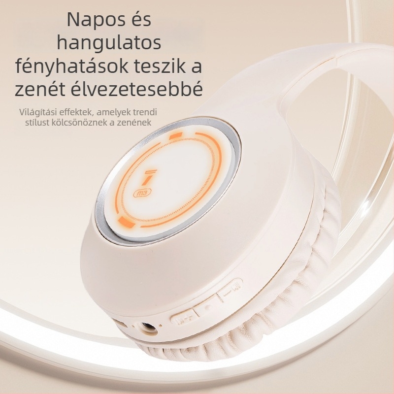 M3 Bluetooth játékfejhallgató pulzáló fényvilággal, vezetékes és vezeték nélküli, kétoldalas sztereó, Bluetooth 5.3, 10 m hatótávolság