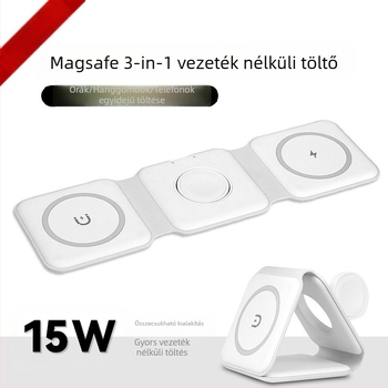 S30 3-az-1-ben összecsukható vezeték nélküli töltő telefonhoz, fülhallgatóhoz és órához, max. 15W, mágneses vezeték nélküli töltés, QC4.0