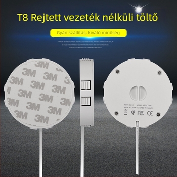 Vezeték nélküli töltő mobiltelefonhoz, modell T8, 15W, Qi, rejtett bútordesign, CE tanúsított