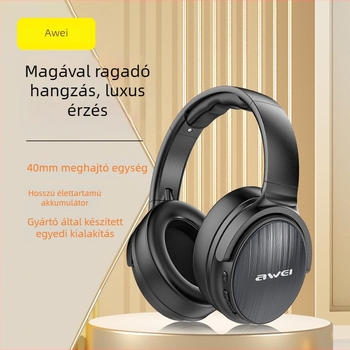 Awei vezeték nélküli gaming fejhallgató Bluetooth 5.0, összecsukható, 40 mm meghajtókkal, over-ear, akkumulátor élettartam 4–8 óra, IPX4