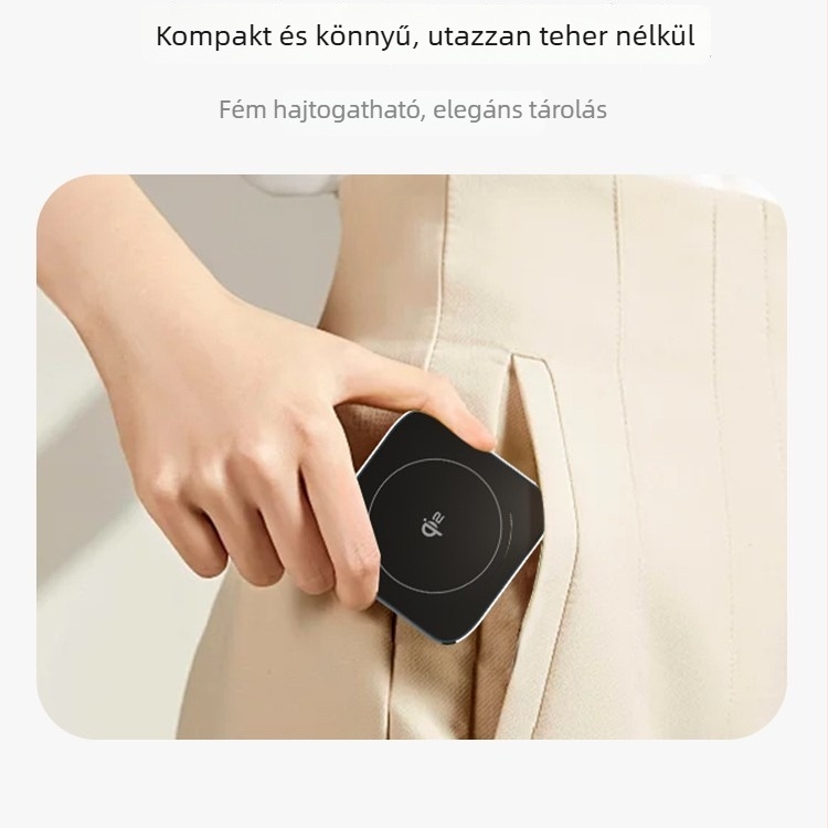 qi2 Hármas funkciójú mágneses vezeték nélküli töltő alumínium ötvözetből, asztali telefon-tartóval, 15W, QC protokollal, 2A