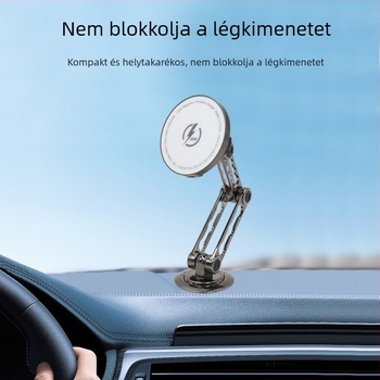 Qi2.2 vezeték nélküli töltő cink-ötvözetű robotkaros telefon-tartóval, MagSafe mágneses töltés, 25W PD